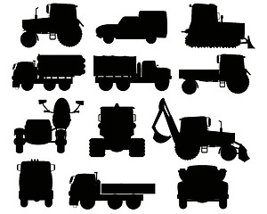 Image showing Special transport facilities silhouettes on white background is insulated