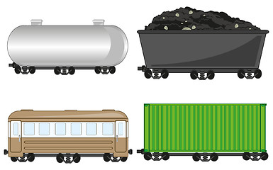 Image showing Vector illustration passenger and freiht-cars of the train
