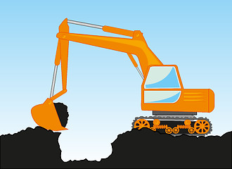 Image showing Special technology excavator digs pit in ground