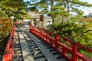 Image showing Japanese red bridge in Matsushima