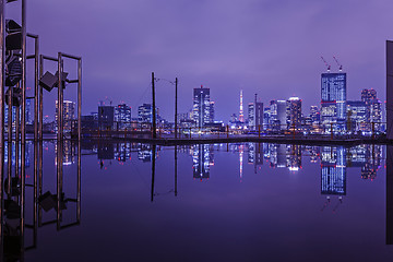 Image showing Night view on Tokyo skyline from Harumi Wharf Park