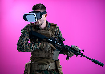 Image showing soldier in battle using virtual reality glasses