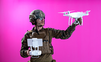 Image showing soldier drone pilot technician