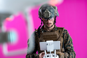 Image showing soldier drone pilot technician