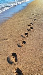 Image showing Footprints on the sandy beach