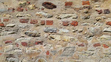 Image showing Very ancient wall with stones and bricks