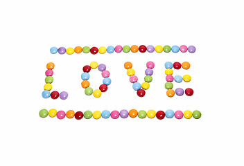 Image showing Word ''Love'' made from multicolored sweets candy