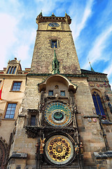 Image showing Old Town Hall Tower with Astronomical Clock in Prague