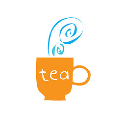 Image showing Illustration of abstract orange cup with hot tea