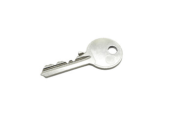 Image showing Metal silver key isolated on white background