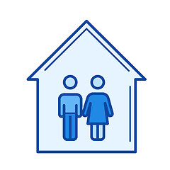 Image showing Young couple house line icon.