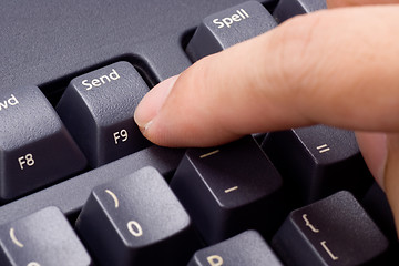 Image showing Finger pressing Send button