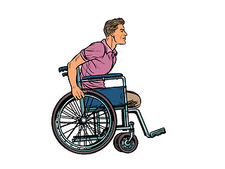 Image showing legless man disabled veteran in a wheelchair