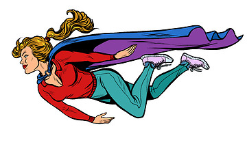 Image showing woman superhero flies. female power