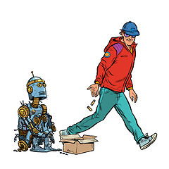 Image showing Beggar homeless robot asks for alms