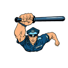 Image showing Police officer with a baton