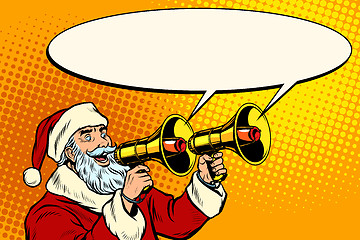 Image showing Santa Claus with a megaphone. Christmas sale