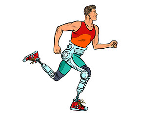 Image showing disabled man running with legs prostheses