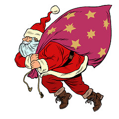 Image showing Santa Claus with a bag of gifts