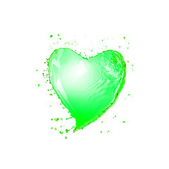 Image showing Petal of green shamrock as a drink\'s splash with drops.