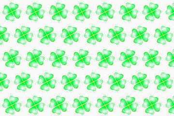 Image showing Pattern from green splashes in the shape of clover leaves.