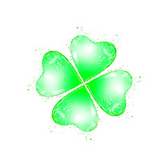 Image showing Natural green leaf of shamrock as a drink\'s splash.