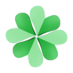 Image showing Craft paper composition of green shamrock\'s leaf.