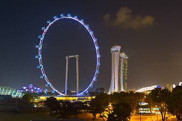 Image showing Singapore Flyer at night