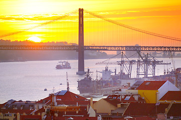 Image showing Lisbon at sunset, Portugal