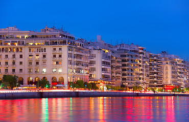 Image showing Thessaloniki quay at twilight, Greece