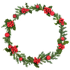 Image showing Christmas Holly and Bauble Wreath  