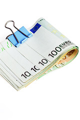 Image showing euro bills and clip