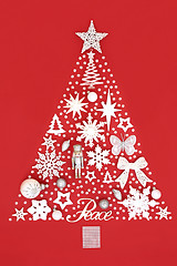 Image showing Abstract Christmas Tree on Red Background