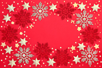 Image showing Christmas Star and Snowflake Background Border