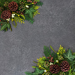 Image showing Natural Winter Christmas & New Year Background Border