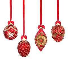 Image showing Christmas Tree Red and Gold Bauble Decorations