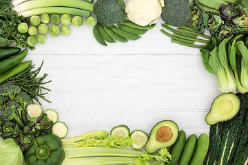 Image showing High Fibre Green Vegetable Background Border