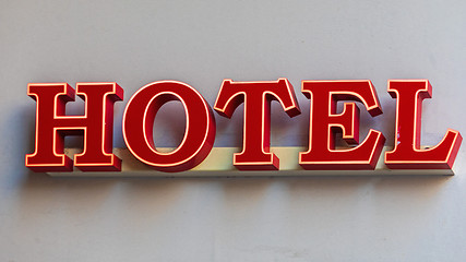 Image showing Red Neon Hotel Sign