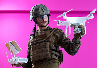 Image showing soldier drone pilot technician