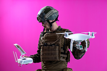 Image showing soldier drone pilot technician