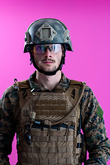 Image showing modern warfare soldier pink backgorund