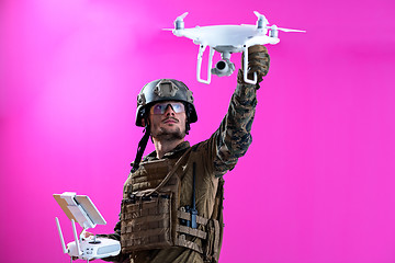 Image showing soldier drone pilot technician