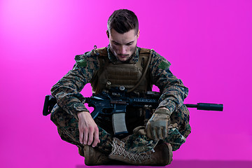 Image showing soldier meditation