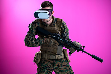 Image showing soldier in battle using virtual reality glasses