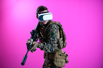 Image showing soldier in battle using virtual reality glasses