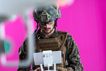 Image showing soldier drone pilot technician