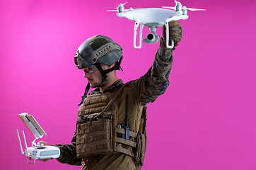 Image showing soldier drone pilot technician