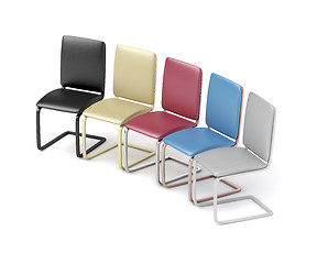 Image showing Colorful dining chairs