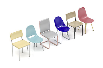 Image showing Chairs with different designs and colors