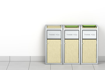Image showing Three garbage cans